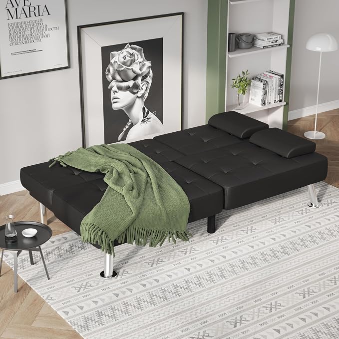 Flamaker Futon Sofa Bed Modern Folding Futon Set Convertible Recliner Lounge - Image 4