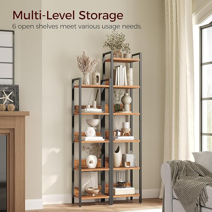 MAHANCRIS Bookshelf, 6-Tier Bookcase, Standing Book Shelf - Image 4