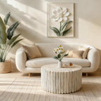 DUHOME Boho Round Coffee Table, Hand-Assembled from Solid Wood Sticks, Organic - Image 3