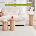 Round Side Tables Set of 3, Circle Modern Fluted Nesting Coffee Table, Accent - Image 6