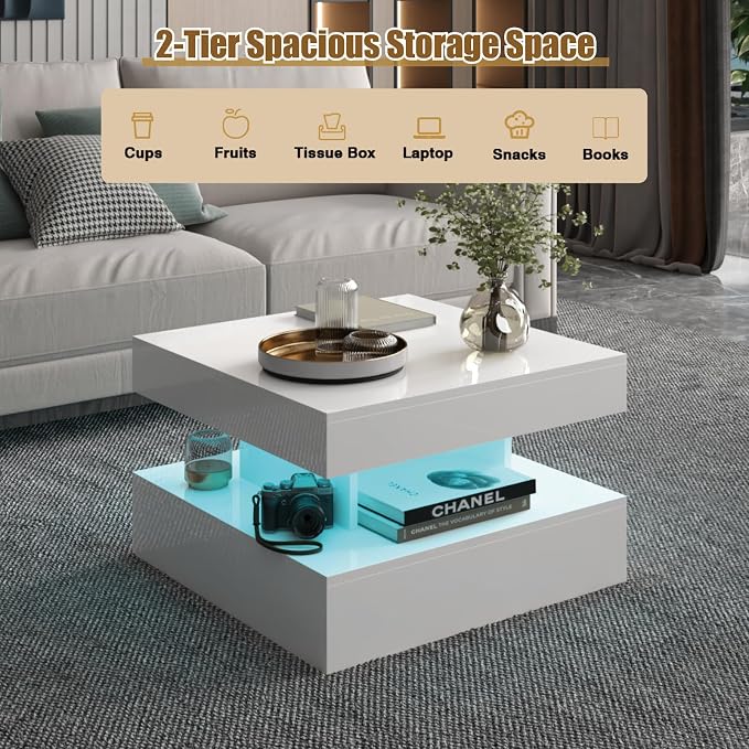 HedoAjim Small White Led Coffee Table - Image 5