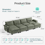 LINSY HOME 157" Modular Sectional Sofa, 4-Seat Corduroy Modern Cloud Couch - Image 2