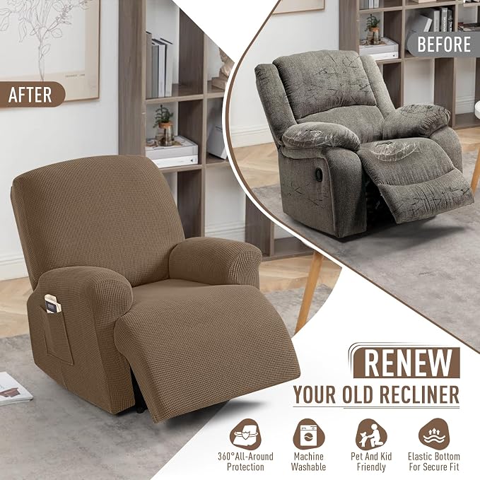 TAOCOCO Recliner Cover 4-Pieces, Recliner Stretch Sofa Slipcover, Recliner - Image 4