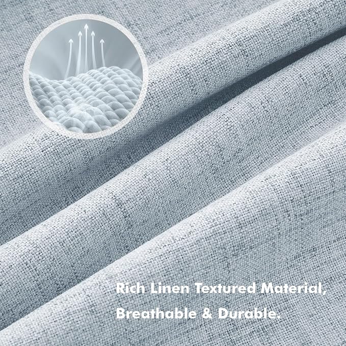 MIULEE 100% Blackout Linen Curtains 42 x 96 Inch Chambray Blue 2 Panels | - Image 3