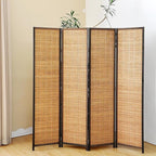4 Panel Bamboo Room Divider Screen, 5.6 FT Tall Bamboo Divider Folding Panel - Image 4