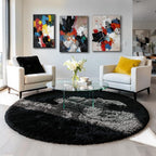 Amdrebio Black Fluffy Big Round Rug 6Ft - Image 3