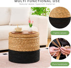 Wimarsbon Round Pouf Ottomans, Handwoven Natural Water Hyacinth Seagrass Pouffe - Image 4
