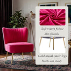Velvet Accent Chair Set of 2 Comfy Living Room Chair Armless Slipper Chair Mid - Image 7