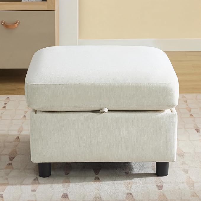 WUTUTUEE 25" Square Storage Ottoman by WUTUTUEE