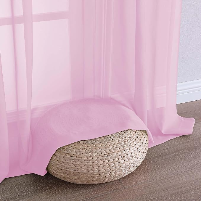 Light Pink Sheer Curtains 84 Inches Long 2 Panels Set, Light Filtering Sheer - Image 5