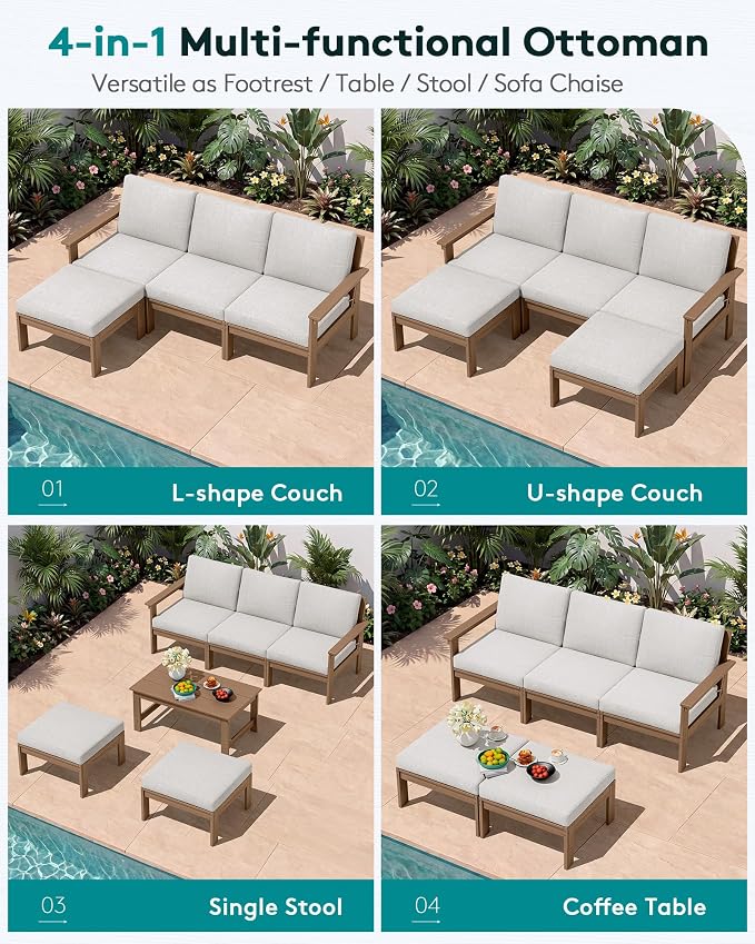 SERWALL Outdoor Ottoman with Cushions - Image 5