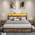 Lifezone Queen Bed Frame with 2-Tier Storage Headboard, Metal Platform Bed - Image 7