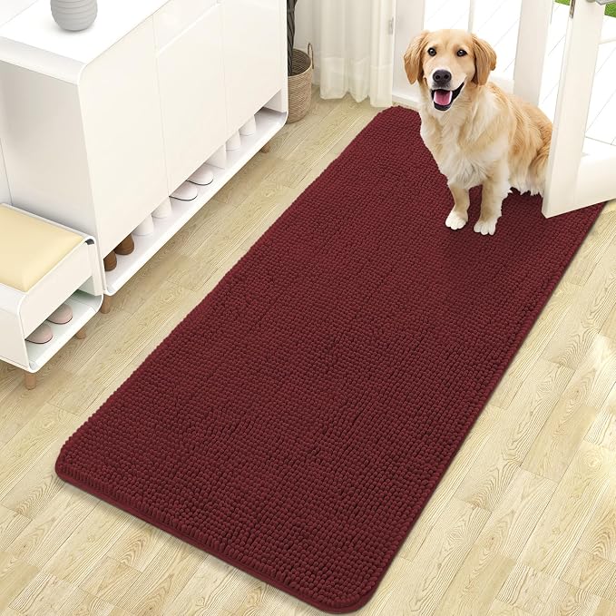 OLANLY Dog Door Mat for Muddy Paws 47x24, Super Absorbent Chenille Mud Mat | by OLANLY