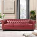 LEVNARY Chesterfield Sofa, Classic Tufted Upholstered Leather Couch, Modern 3 by LEVNARY