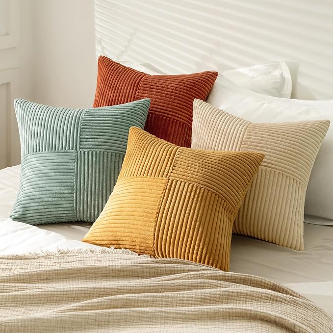 MIULEE Fall Teal-Orange Decorative Throw Pillow Covers 16x16 Inch Set of 4 Boho - Image 4