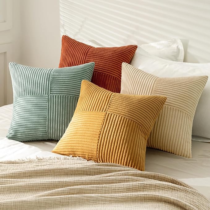 MIULEE Fall Teal Orange Decorative Throw Pillow Covers 18x18 Inch Set of 4 Boho - Image 4