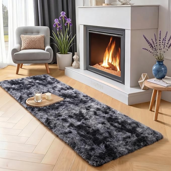 Super Soft Runner Rugs for Hallway 2' x 6', Abstract Grey Bedroom Rugs | Plush by PAGISOFE