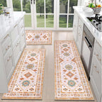 HEBE Boho Kitchen Rugs Set of 3, Non Slip Washable Kitchen Mats - Image 3