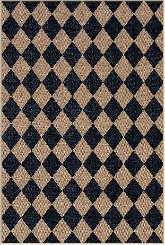 Lahome Checkered Easy Jute 6x9 Area Rugs, Outdoor Patio Rug Washable | - Image 9