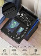 Turosur LED Night Stand with Gun Drawer, Smart Nightstand with Hidden Charging - Image 4