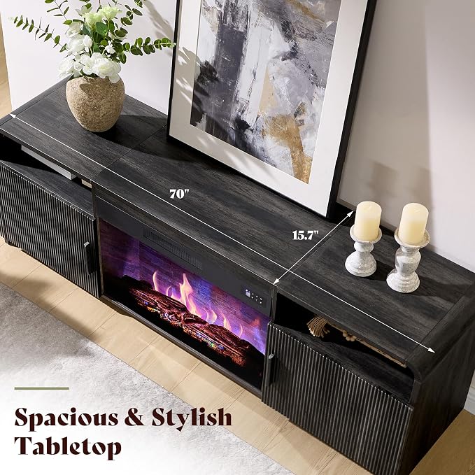 AMERLIFE 70" Fluted Fireplace TV Stand - Image 8