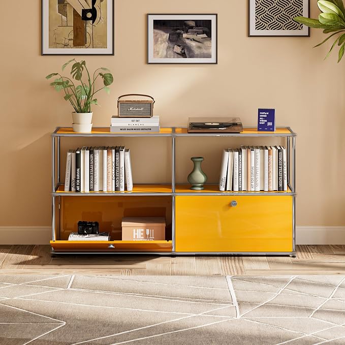 Modern Storage Cabinet Yellow F Versatile Free-Standing Organizer - Image 2