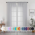 Light Grey Sheer Curtains 84 inches Long 2 Panels Set by OWENIE