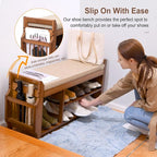 PETKABOO Shoe Bench with Hidden Drawer and Side Holder, 2 Tier Entryway Bench - Image 4