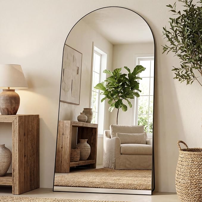 Antok 81" x41” Arched Full Length Floor Mirror, Free Standing/Wall Mount/Leaning - Image 2