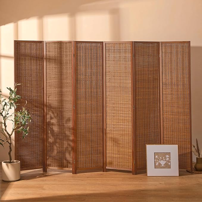 6 Panel Room Divider and Extra Wide Folding Privacy Screen, 94.5" W x 67" H by cocosica