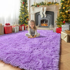 Amdrebio Purple Fuzzy Plush Area Rug 5x7 by Amdrebio
