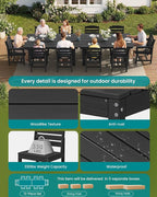 SERWALL Patio Dining Sets for 10 Person, HDPE Dining Set - Image 7