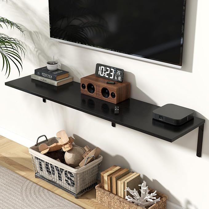 Fun Memories Floating Shelves for Wall, 12 Inch Deep Floating Shelves Set of 2 - Image 2