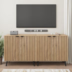 Smuxee Fluted Sideboard Cabinet, Freestanding Natural Buffet Cabinet - Image 3