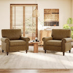 Nailhead Trim Accent Chairs Set of 2, Faux Leahter Mid Century Modern Living by ErdoruLiving