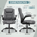 Leather Office Chair, PU Home Computer Desk Chairs - Image 3
