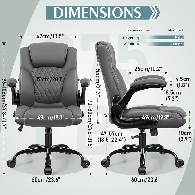 Leather Office Chair, PU Home Computer Desk Chairs - Image 3
