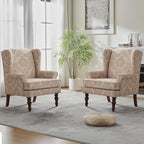 HUIMO Printed Wingback Accent Chair, Linen Upholstered High Back Armchair - Image 3