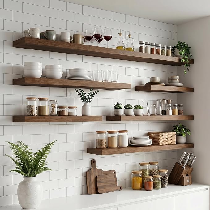 FLYJOE Floating Shelves for Wall, 32 Inch Floating Shelves Set of 2, Kitchen - Image 5