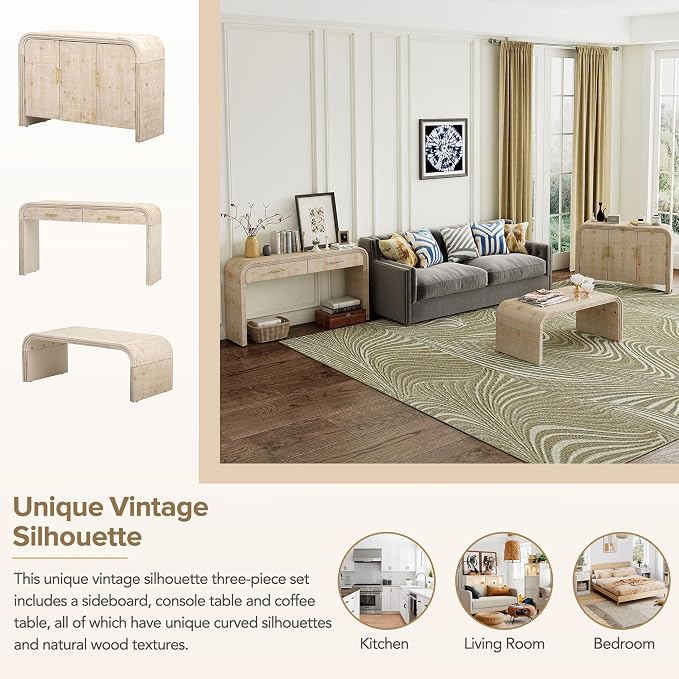 Retro Silhouette Sectional 3-Piece Set Containing Sideboard, Console Table and - Image 3