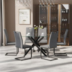 7-Piece Dining Table Set for 6, Modern Rectangular Glass Table - Image 3