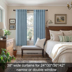 Blue Curtains 38 Inch Width for Kitchen Door 2 Panels Back Tab Rod Pocket Semi - Image 2
