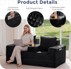 MAXYOYO Loveseat Sofa Bed, Striped Faux Fur Foldable Floor Sofa Couch in A Box - Image 5
