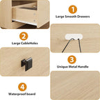 IDEALHOUSE 70in TV Stand for TVs up to 80", Mid Century Modern Entertainment - Image 8