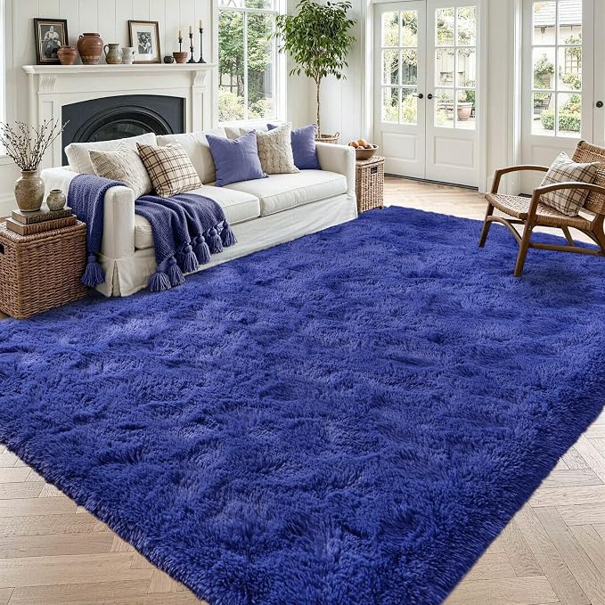 6x9 Large Royal Blue Fluffy Soft Area Rug Non-Slip by ModernHomeDecor