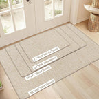 Ultra Thin Indoor Door Mat 17"x29", Non Slip Door Mat, Khaki | Low-Profile - Image 2