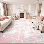 Rugflix 8x10 Area Rugs for Bedroom, Washable Pink Large Rug | Machine Washable; - Image 2