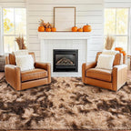 Large Rug for Living Room 6x9, Modern Shag Area Rug, Tie-dyed Coffee | Soft - Image 3