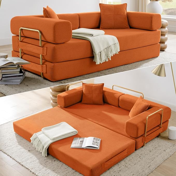 HANXIN Convertible Sleeper Sofa Bed, 78 Inch Folding Floor Mattress Couch by HANXIN
