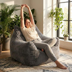 Bean Bag Chair for Adults, Oversized Memory Foam Bean Bag Chairs, Soft Corduroy by KAPEETOO